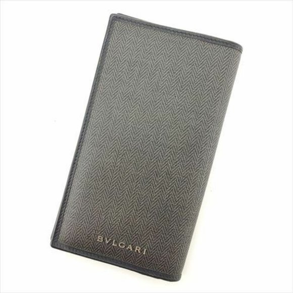 Bvlgari Wallet Purse Long Wallet PVC leather Mens Authentic Used T7671 - Picture 1 of 8
